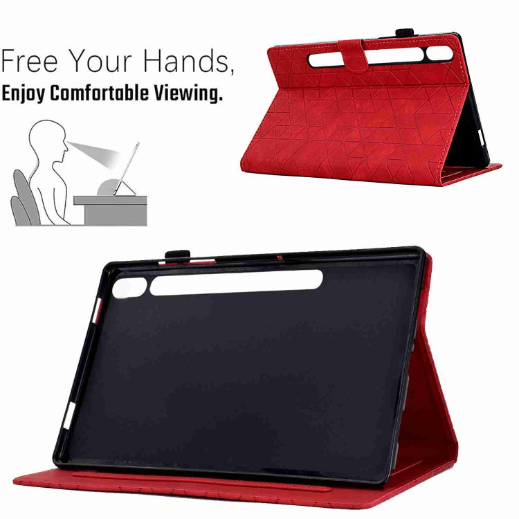For Samsung Galaxy Tab S7 / S8 Rhombus TPU Smart Leather Tablet Case(Red) - Galaxy Tab S8 Cases by buy2fix | Online Shopping UK | buy2fix