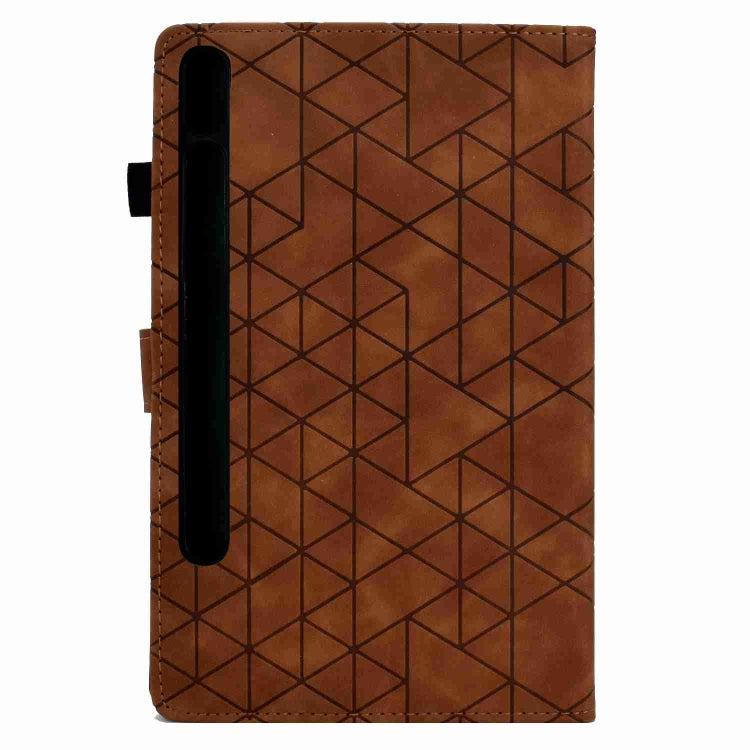 For Samsung Galaxy Tab S7 / S8 Rhombus TPU Smart Leather Tablet Case(Brown) - Galaxy Tab S8 Cases by buy2fix | Online Shopping UK | buy2fix