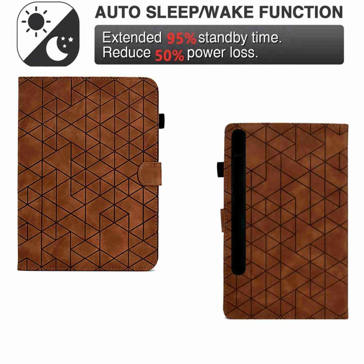 For Samsung Galaxy Tab S7 / S8 Rhombus TPU Smart Leather Tablet Case(Brown) - Galaxy Tab S8 Cases by buy2fix | Online Shopping UK | buy2fix