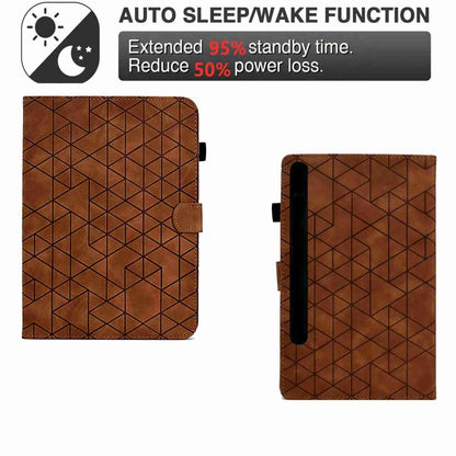 For Samsung Galaxy Tab S7 / S8 Rhombus TPU Smart Leather Tablet Case(Brown) - Galaxy Tab S8 Cases by buy2fix | Online Shopping UK | buy2fix