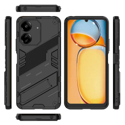 For Xiaomi Redmi 13C 5G / 4G Global Punk Armor 2 in 1 PC + TPU Phone Case with Holder(Black) by buy2fix