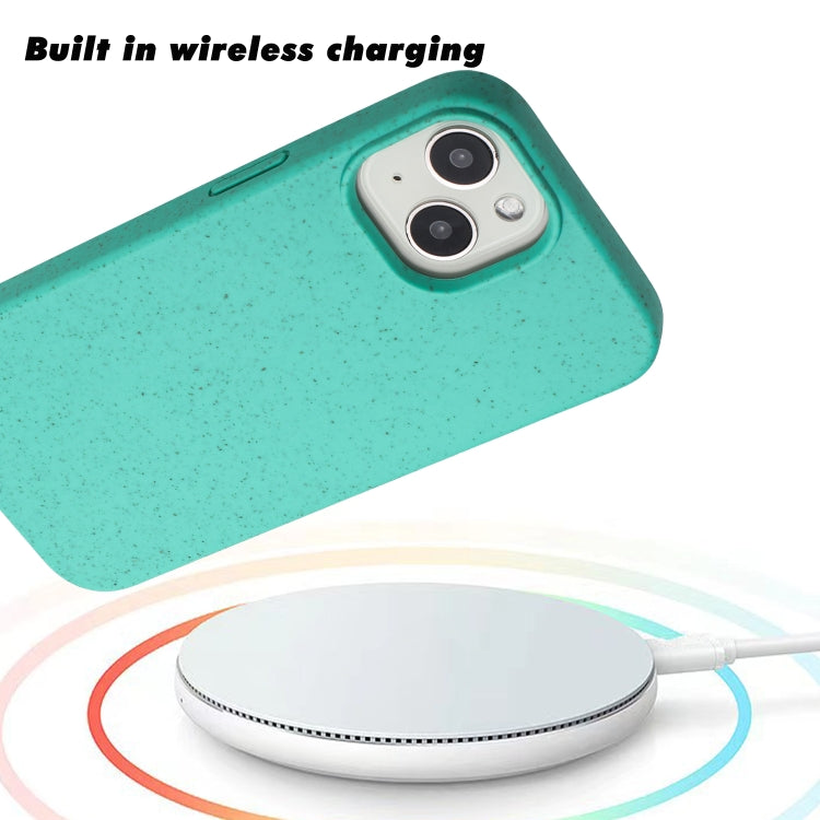 For iPhone 14 Wheat MagSafe Magnetic Straw Material + TPU Phone Case(Green) by buy2fix