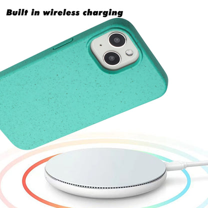 For iPhone 14 Wheat MagSafe Magnetic Straw Material + TPU Phone Case(Green) by buy2fix