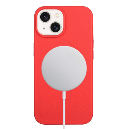 For iPhone 14 Wheat MagSafe Magnetic Straw Material + TPU Phone Case(Red) by buy2fix
