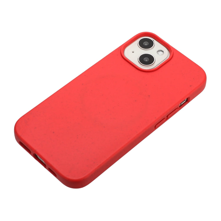 For iPhone 14 Wheat MagSafe Magnetic Straw Material + TPU Phone Case(Red) by buy2fix