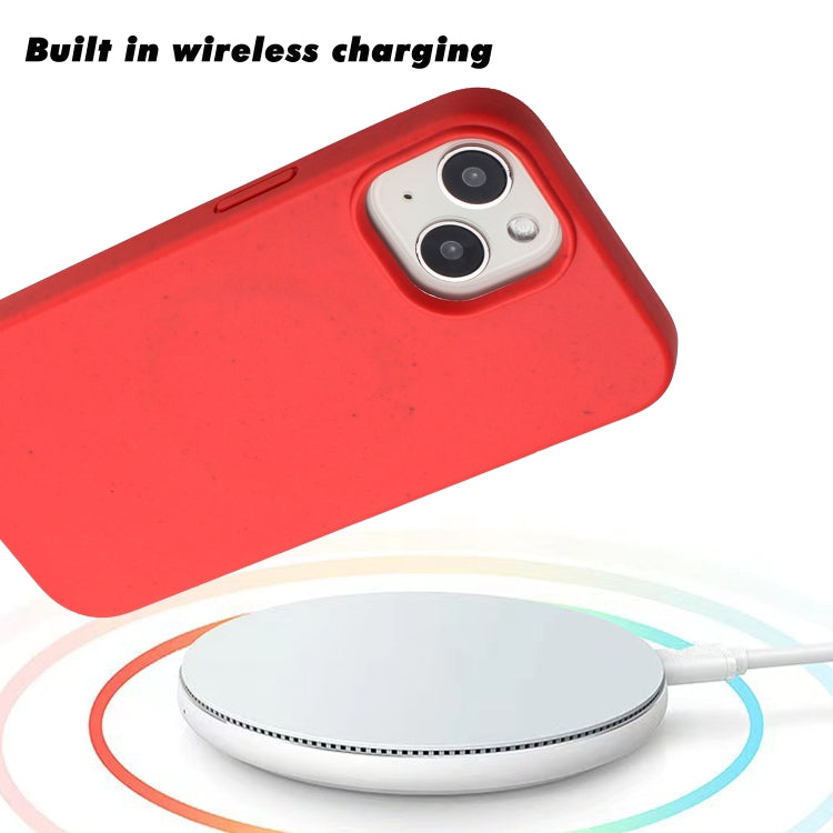 For iPhone 14 Wheat MagSafe Magnetic Straw Material + TPU Phone Case(Red) by buy2fix