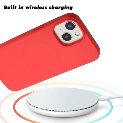 For iPhone 14 Wheat MagSafe Magnetic Straw Material + TPU Phone Case(Red) by buy2fix
