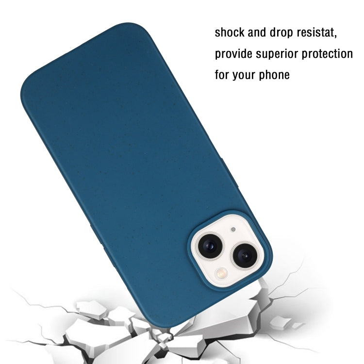 For iPhone 14 Wheat MagSafe Magnetic Straw Material + TPU Phone Case(Blue) by buy2fix