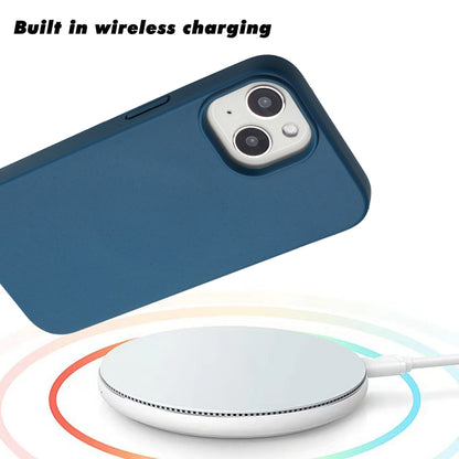 For iPhone 14 Wheat MagSafe Magnetic Straw Material + TPU Phone Case(Blue) by buy2fix