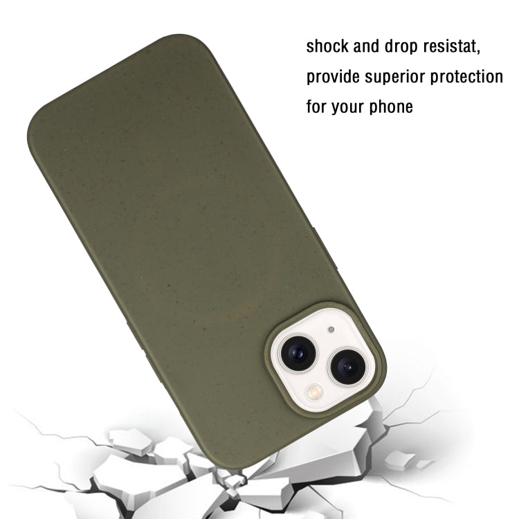For iPhone 14 Wheat MagSafe Magnetic Straw Material + TPU Phone Case(Army Green) by buy2fix