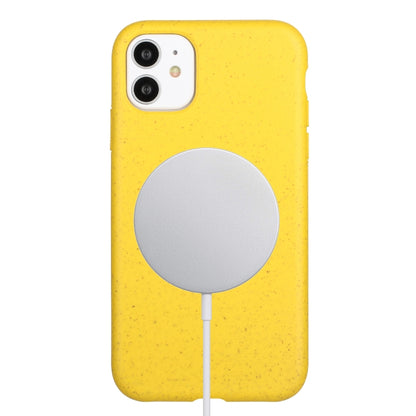 For iPhone 12 Wheat MagSafe Magnetic Straw Material + TPU Phone Case(Yellow) by buy2fix