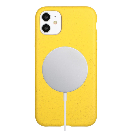 For iPhone 12 Wheat MagSafe Magnetic Straw Material + TPU Phone Case(Yellow) by buy2fix