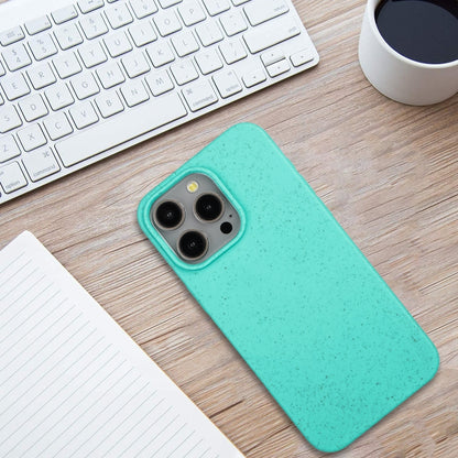 For iPhone 12 Pro Max Wheat MagSafe Magnetic Straw Material + TPU Phone Case(Green) by buy2fix