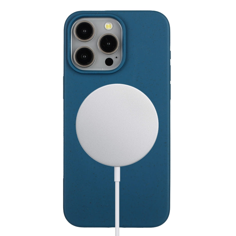For iPhone 12 Pro Max Wheat MagSafe Magnetic Straw Material + TPU Phone Case(Blue) by buy2fix