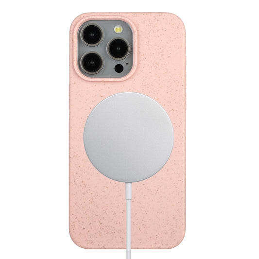 For iPhone 12 Pro Max Wheat MagSafe Magnetic Straw Material + TPU Phone Case(Pink) by buy2fix