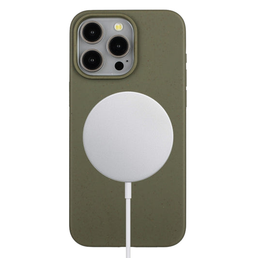 For iPhone 12 Pro Wheat MagSafe Magnetic Straw Material + TPU Phone Case(Army Green) by buy2fix