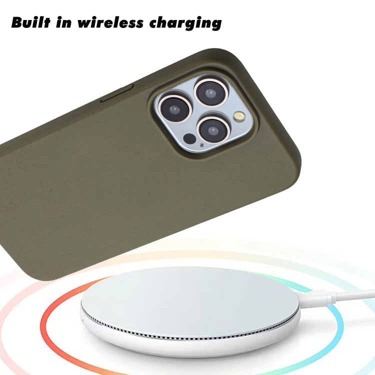 For iPhone 12 Pro Wheat MagSafe Magnetic Straw Material + TPU Phone Case(Army Green) by buy2fix