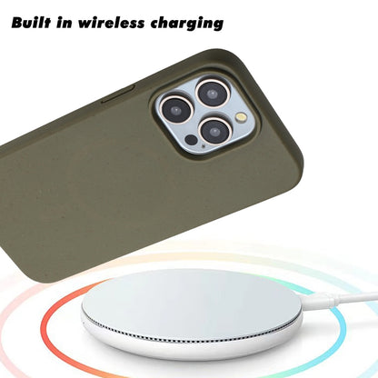 For iPhone 12 Pro Wheat MagSafe Magnetic Straw Material + TPU Phone Case(Army Green) by buy2fix