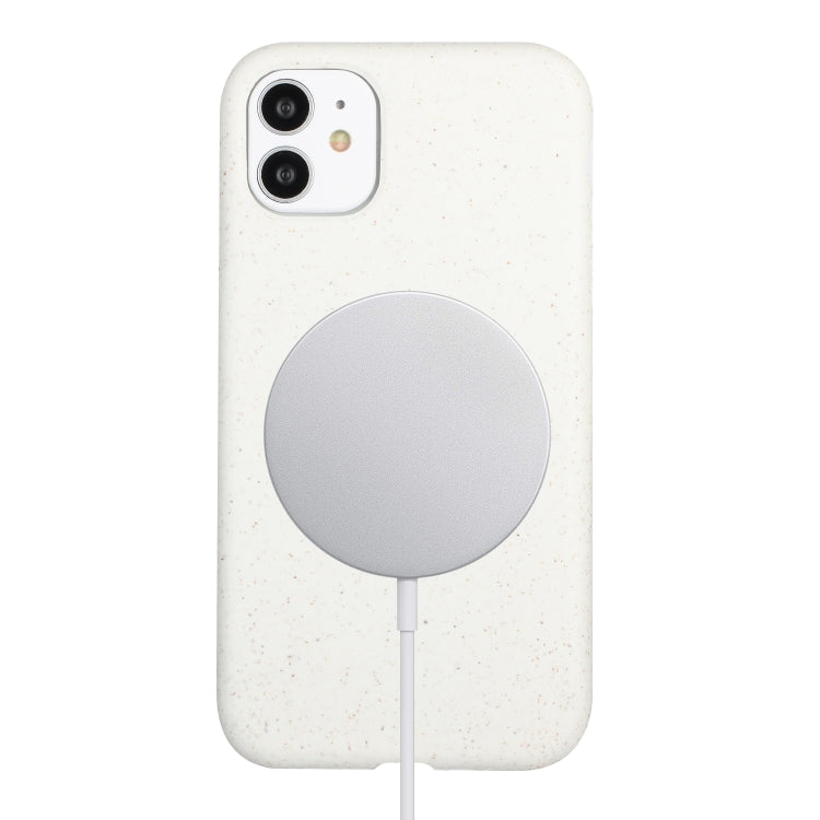 For iPhone 11 Wheat MagSafe Magnetic Straw Material + TPU Phone Case(White) by buy2fix