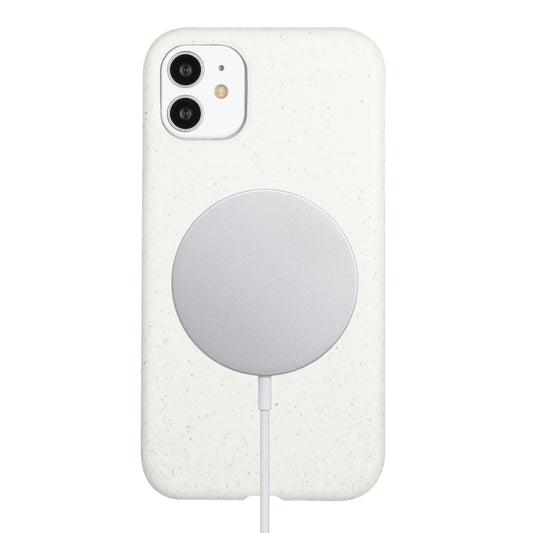 For iPhone 11 Wheat MagSafe Magnetic Straw Material + TPU Phone Case(White) by buy2fix