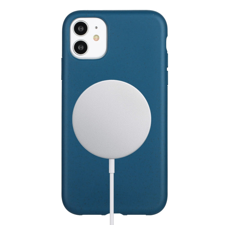 For iPhone 11 Wheat MagSafe Magnetic Straw Material + TPU Phone Case(Blue) by buy2fix