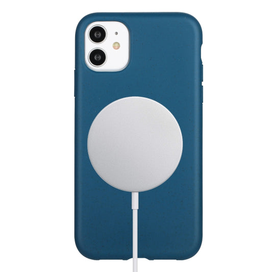 For iPhone 11 Wheat MagSafe Magnetic Straw Material + TPU Phone Case(Blue) by buy2fix