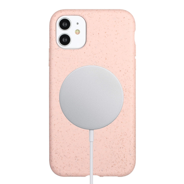 For iPhone 11 Wheat MagSafe Magnetic Straw Material + TPU Phone Case(Pink) by buy2fix