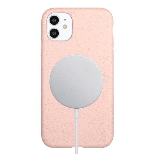 For iPhone 11 Wheat MagSafe Magnetic Straw Material + TPU Phone Case(Pink) by buy2fix