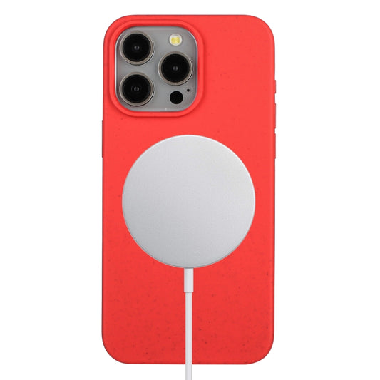 For iPhone 11 Pro Wheat MagSafe Magnetic Straw Material + TPU Phone Case(Red) by buy2fix