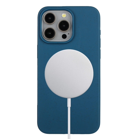 For iPhone 11 Pro Wheat MagSafe Magnetic Straw Material + TPU Phone Case(Blue)