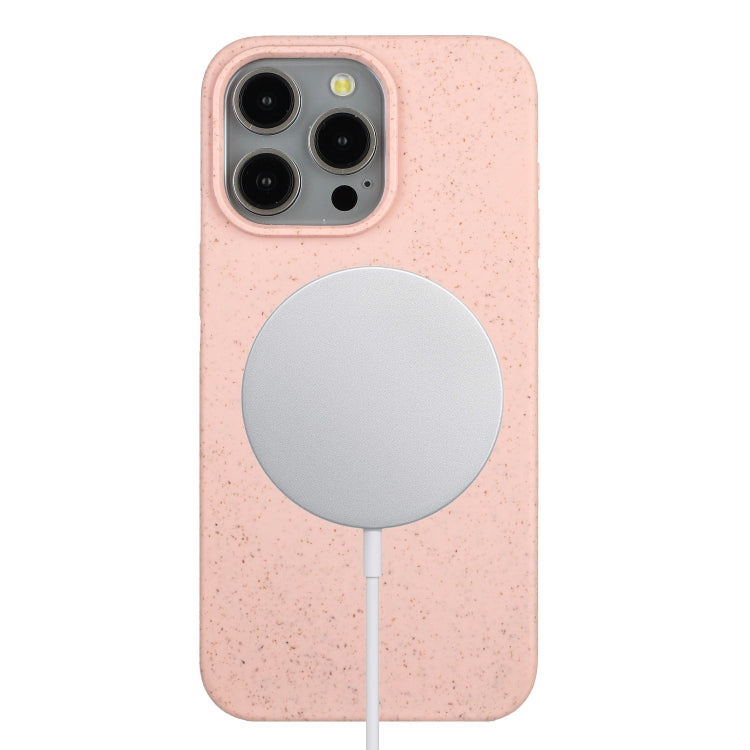 For iPhone 11 Pro Wheat MagSafe Magnetic Straw Material + TPU Phone Case(Pink) by buy2fix