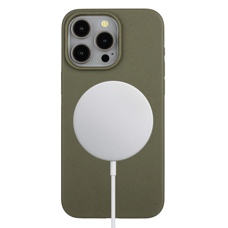 For iPhone 11 Pro Wheat MagSafe Magnetic Straw Material + TPU Phone Case(Army Green) by buy2fix