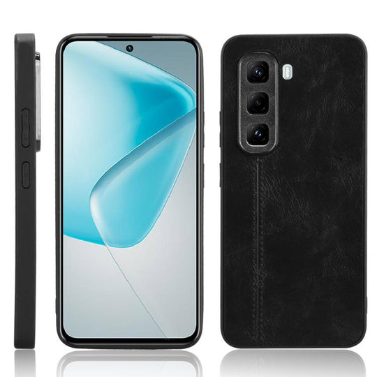 For Infinix Hot 50 Pro+ 4G Cow Pattern Sewing Back Cover Phone Case(Black)