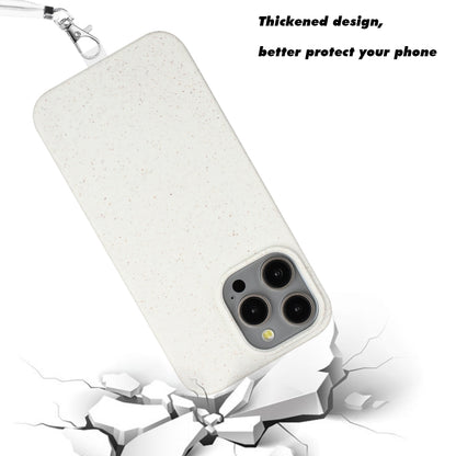 For iPhone 12 Pro Max Wheat MagSafe Magnetic Straw Material + TPU Phone Case with Lanyard(White) by buy2fix