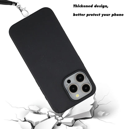 For iPhone 12 Pro Wheat MagSafe Magnetic Straw Material + TPU Phone Case with Lanyard(Black) by buy2fix
