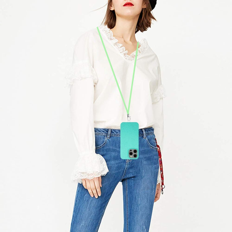 For iPhone 11 Pro Max Wheat MagSafe Magnetic Straw Material + TPU Phone Case with Lanyard(Green) by buy2fix