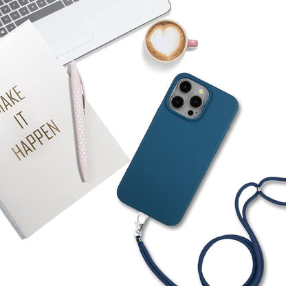 For iPhone 11 Pro Max Wheat MagSafe Magnetic Straw Material + TPU Phone Case with Lanyard(Blue) by buy2fix