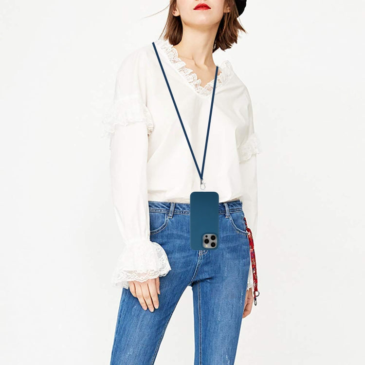 For iPhone 11 Pro Max Wheat MagSafe Magnetic Straw Material + TPU Phone Case with Lanyard(Blue) by buy2fix