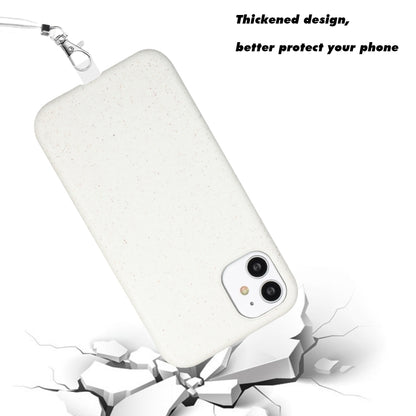 For iPhone 11 Wheat MagSafe Magnetic Straw Material + TPU Phone Case with Lanyard(White) by buy2fix