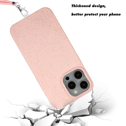 For iPhone 11 Pro Wheat MagSafe Magnetic Straw Material + TPU Phone Case with Lanyard(Pink) by buy2fix