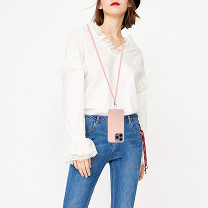 For iPhone 11 Pro Wheat MagSafe Magnetic Straw Material + TPU Phone Case with Lanyard(Pink) by buy2fix