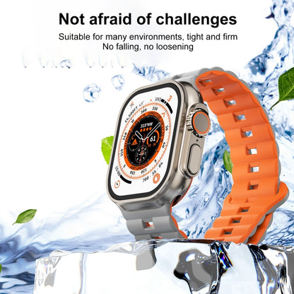 For Apple Watch SE 2023 44mm Reverse Buckle Two Color Magnetic Silicone Watch Band(Grey+Orange) by buy2fix