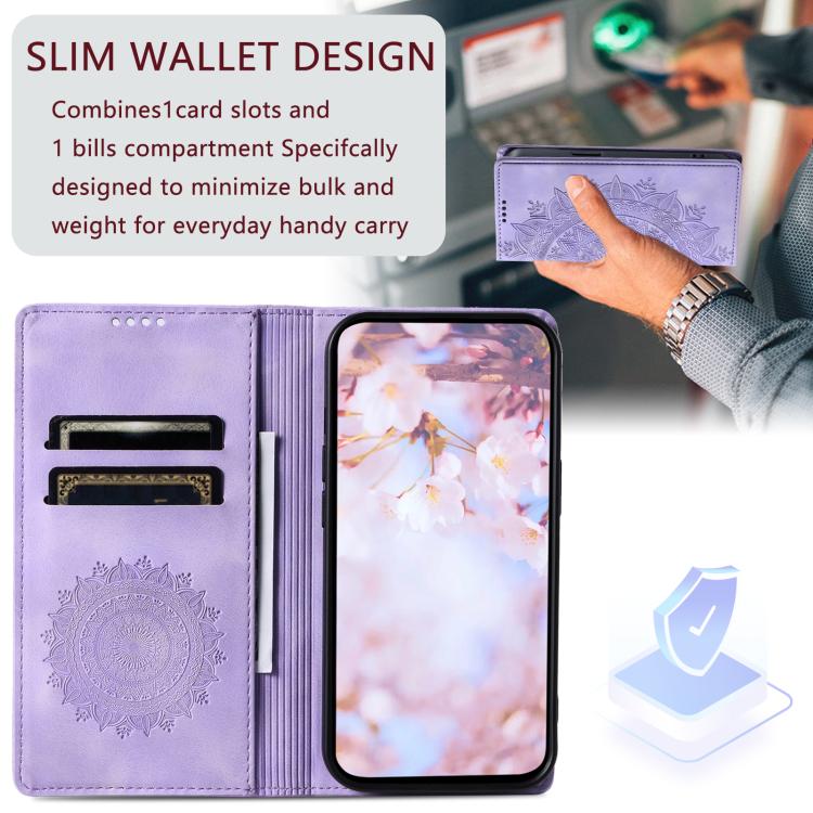 For iPhone 16e Totem Embossed Magnetic Leather Phone Case(Purple) - iPhone 16e Cases by buy2fix | Online Shopping UK | buy2fix
