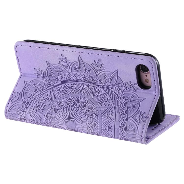For iPhone 16e Totem Embossed Magnetic Leather Phone Case(Purple) - iPhone 16e Cases by buy2fix | Online Shopping UK | buy2fix