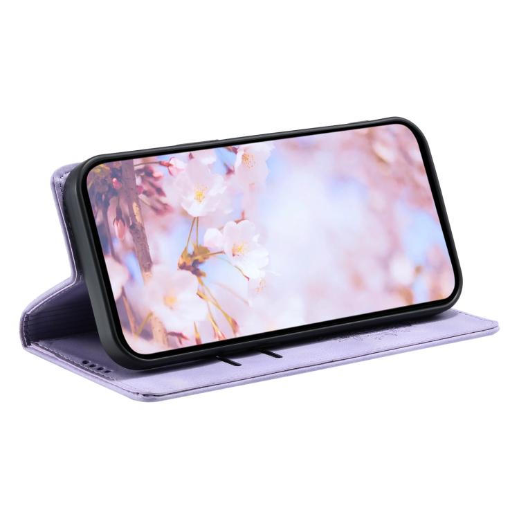 For iPhone 16e Totem Embossed Magnetic Leather Phone Case(Purple) - iPhone 16e Cases by buy2fix | Online Shopping UK | buy2fix