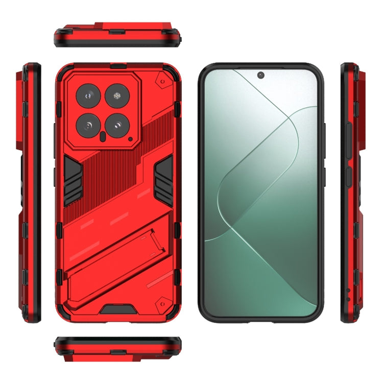 For Xiaomi 14 5G Punk Armor 2 in 1 PC + TPU Phone Case with Holder(Red) - Xiaomi Cases by buy2fix | Online Shopping UK | buy2fix