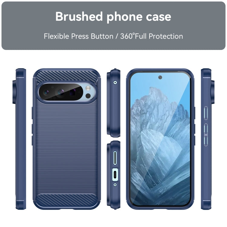 For Google Pixel 9 Pro 5G Carbon Fiber Brushed Texture TPU Phone Case(Blue) by buy2fix
