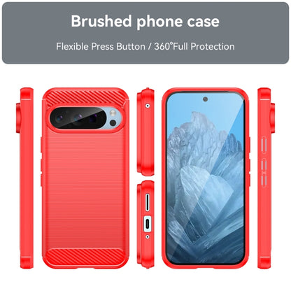 For Google Pixel 9 Pro 5G Carbon Fiber Brushed Texture TPU Phone Case(Red) by buy2fix