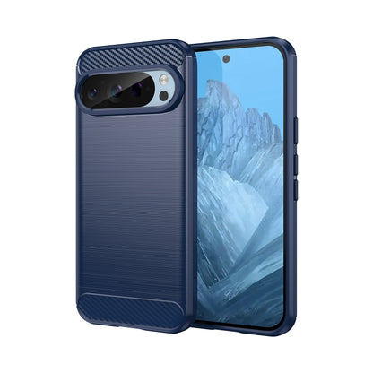 For Google Pixel 9 Carbon Fiber Brushed Texture TPU Phone Case(Blue) by buy2fix
