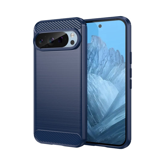 For Google Pixel 9 Carbon Fiber Brushed Texture TPU Phone Case(Blue) by buy2fix